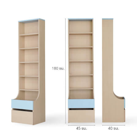 ชั้นวางของโล่งสำหรับเด็ก ทรงสูง 6 ชั้น BEABLE LITTLESPACE ลิ้นชัก 1 ลิ้นชัก 45 ซม. สีไม้ธรรมชาติ/ฟ้า_7